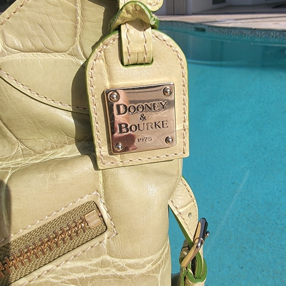 Dooney And Bourke Croc Embossed Leather Hobo Bag In Pistachio - Picture 2 of 14